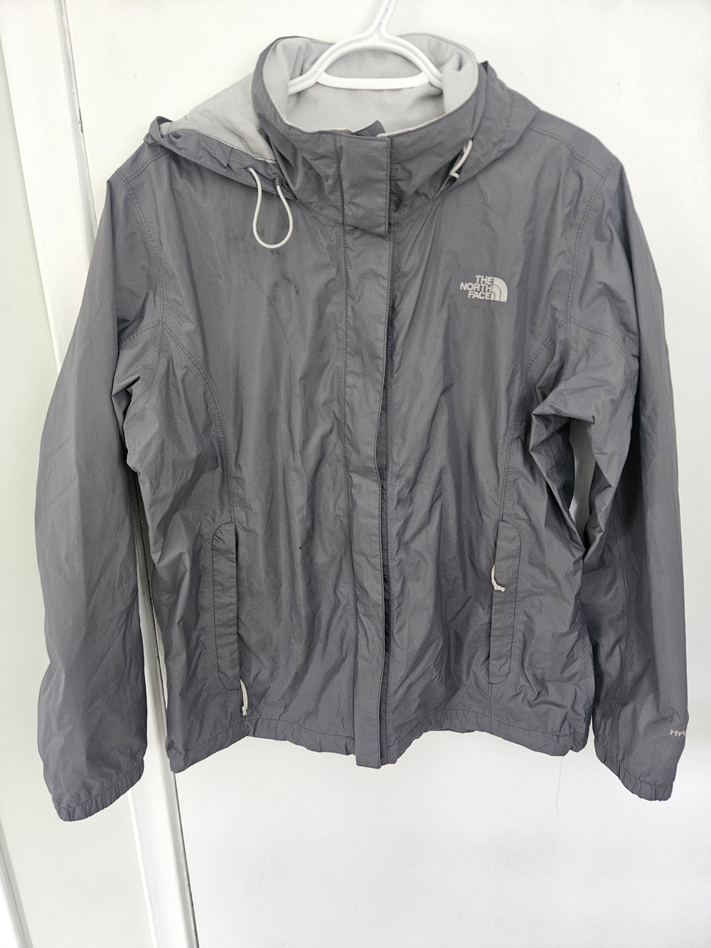 The North Face Women's Gray Hooded RAIN Jacket XL
